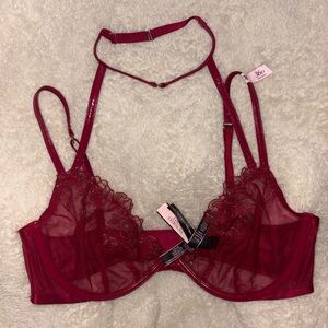Victoria's Secret Deep Red Lace Bra and Panty Set